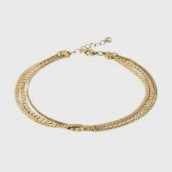 3 Row Multi Chains Anklet - A New Day™ Gold