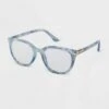 Women's Marble Print Cateye Blue Light Filtering Reading Glasses - A New Day™ Blue