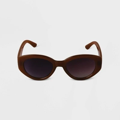 Women's Plastic Oval Sunglasses - A New Day™ Brown 4 Women's Plastic Oval Sunglasses - A New Day™ Brown - Image 2