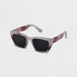Women's Angular Rectangle Sunglasses - A New Day™ Gray