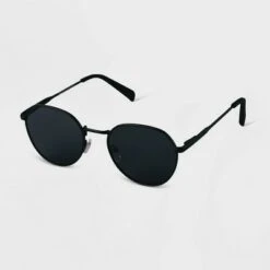 Women's Metal Round Sunglasses - A New Day™ Black