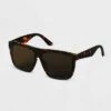 Women's Tortoise Shell Plastic Shield Sunglasses - A New Day™ Brown -A New Day popular shop unnamed file 1614