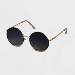 Women's Oversized Metal Round Sunglasses - A New Day™ Gold