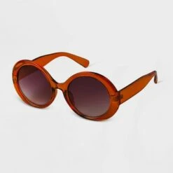 Women's Oversized Round Sunglasses - A New Day™ Amber