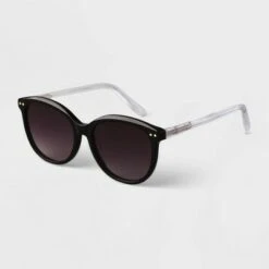 Women's Acetate Round Sunglasses - A New Day™ Black