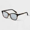 Women's Tortoise Print Square Blue Light Filtering Acetate Glasses - A New Day™ Brown