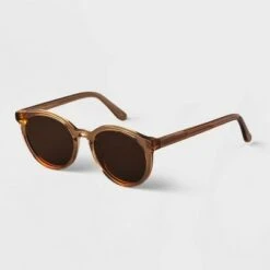 Women's Acetate Round Sunglasses - A New Day™ Brown