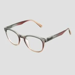 Women's Crystal Round Blue Light Filtering Glasses - A New Day™ Gray/Pink