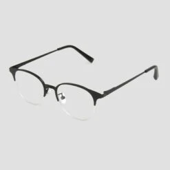 Women's Matte Browline Blue Light Filtering Glasses - A New Day™ Black