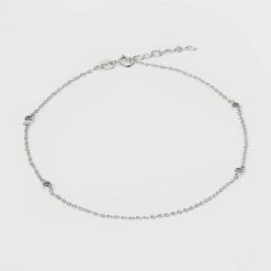 Sterling Silver Stationed Cubic Zirconia Anklet - A New Day™ Silver