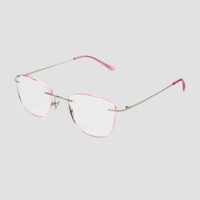 Women's Cateye Blue Light Filtering Square Glasses - A New Day™ Pink 3 Women's Cateye Blue Light Filtering Square Glasses - A New Day™ Pink