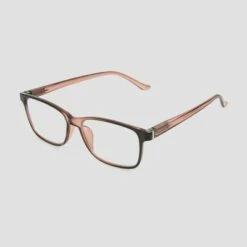 Women's Crystal Rectangle Blue Light Filtering Glasses - A New Day™ Pink/Black