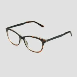Women's Tortoise Shell Print Butterfly Blue Light Filtering Glasses - A New Day™ Black/Brown