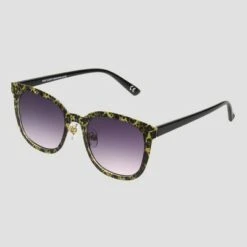 Women's Matte Animal Print Square Sunglasses - A New Day™ Yellow/Black