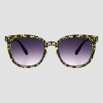 Women's Matte Animal Print Square Sunglasses - A New Day™ Yellow/Black 4 Women's Matte Animal Print Square Sunglasses - A New Day™ Yellow/Black - Image 2