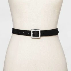 Women's Chunky Center Bar Belt - A New Day™ Black