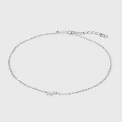 Sterling Silver Butterfly Anklet - A New Day™ Silver