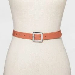 Women's Chunky Center Bar Belt - A New Day™ Apricot Orange