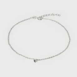 Sterling Silver Pierced Cubic Zirconia Anklet - A New Day™ Silver