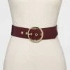 Women's Round Buckle Belt - A New Day™ Burgundy