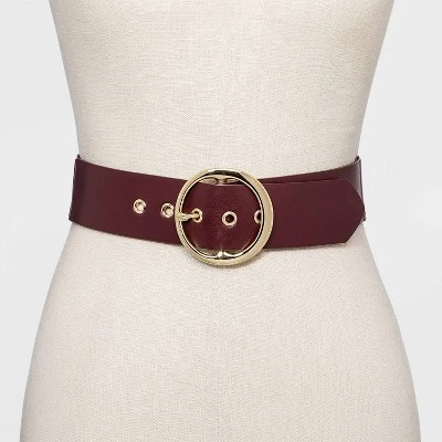 Women's Round Buckle Belt - A New Day™ Burgundy 3 Women's Round Buckle Belt - A New Day™ Burgundy
