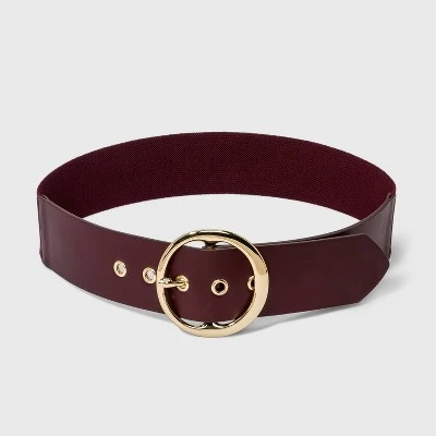 Women's Round Buckle Belt - A New Day™ Burgundy 5 Women's Round Buckle Belt - A New Day™ Burgundy - Image 3