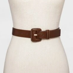Women's Covered Buckle Belt with Flat Prong - A New Day™ Brown