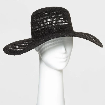 Women's Open Weave Wide Brim Straw Hat - A New Day™ Black 3 Women's Open Weave Wide Brim Straw Hat - A New Day™ Black