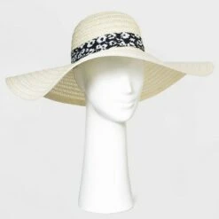 Women's Wide Brim Straw Hat - A New Day™ Off White