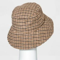 Women's Plaid Felt Bucket Hat - A New Day™ Brown