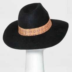 Women's Wide Brim Fedora Hat with Scarf Band - A New Dayâ„¢ Black