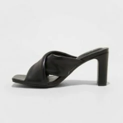 Women's Clementine Padded Crossband Heels - A New Day™ Black