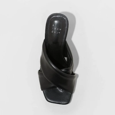 Women's Clementine Padded Crossband Heels - A New Day™ Black 4 Women's Clementine Padded Crossband Heels - A New Day™ Black - Image 2