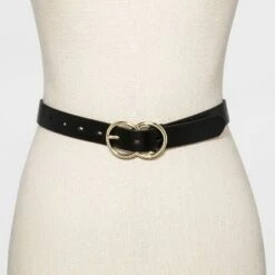 Women's Double Buckle Belt - A New Day™ Black