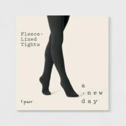 Women's Flat Knit Fleece Lined Tights - A New Dayâ„¢ Charcoal Heather