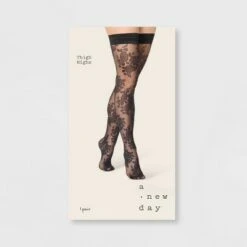Women's Sheer Rose Thigh Highs - A New Dayâ„¢ Black