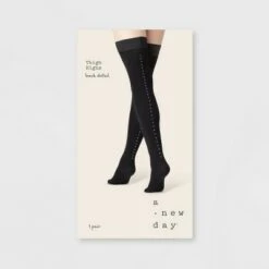 Women's Opaque Nickle Stud Backseam Thigh Highs - A New Dayâ„¢ Black