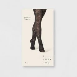 Women's Airy Floral Tights - A New Day™ Black