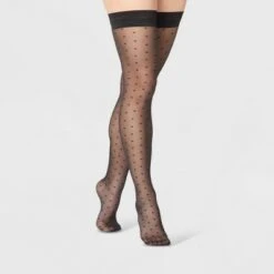 Women's Sheer Square Dot Thigh Highs - A New Day™ Black -A New Day popular shop unnamed file 2650