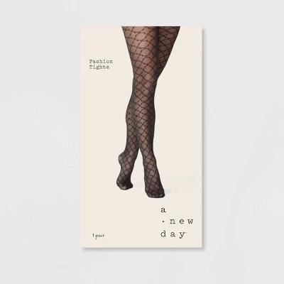 Women's Tile Pattern Tights - A New Day™ Black 3 Women's Tile Pattern Tights - A New Day™ Black