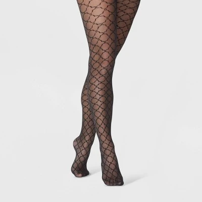 Women's Tile Pattern Tights - A New Day™ Black 5 Women's Tile Pattern Tights - A New Day™ Black - Image 3