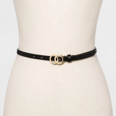 Women's 2pk Double O Ring Buckle Belt - A New Day™ Black/Snake 3 Women's 2pk Double O Ring Buckle Belt - A New Day™ Black/Snake