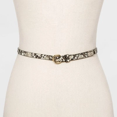 Women's 2pk Double O Ring Buckle Belt - A New Day™ Black/Snake 4 Women's 2pk Double O Ring Buckle Belt - A New Day™ Black/Snake - Image 2