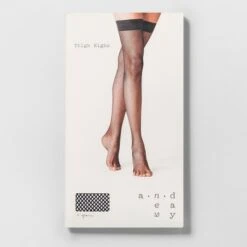 Women's Fishnet Thigh Highs - A New Day Black