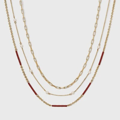 Beaded Chain Necklace Set 3pc - A New Day™ Rust 7 Beaded Chain Necklace Set 3pc - A New Day™ Rust - Image 6