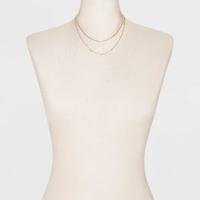 14K Gold Plated Pierced Cubic Zirconia Duo Necklace - A New Day™ 3 14K Gold Plated Pierced Cubic Zirconia Duo Necklace - A New Day™