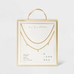 14K Gold Plated Pierced Cubic Zirconia Duo Necklace - A New Day™ 8 14K Gold Plated Pierced Cubic Zirconia Duo Necklace - A New Day™ -A New Day popular shop unnamed file 2865