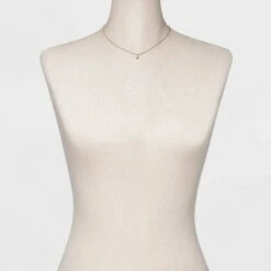 14K Gold Plated Cubic Zirconia Herringbone Bezel Chain Necklace - A New Day™