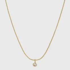 14K Gold Plated Cubic Zirconia Herringbone Bezel Chain Necklace - A New Day™ -A New Day popular shop unnamed file 2878
