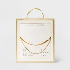 14K Gold Plated Duo Herringbone Chain Necklace - A New Day™ -A New Day popular shop unnamed file 2881